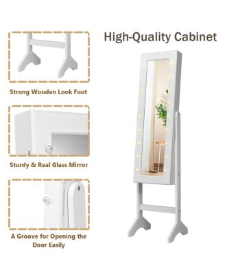 Mirrored Jewelry Cabinet Organizer w/18 LED lights