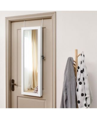 Wall Door Mounted Mirror Jewelry Cabinet Organizer