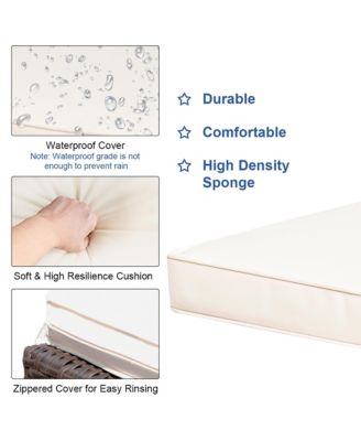 3PCS Patio Rattan Wicker Bar Table Stools Dining Set Cushioned