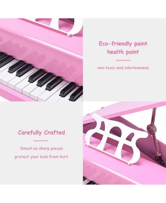 Childs 30 key Toy Grand Baby Piano w/ Kids Bench Wood Pink New