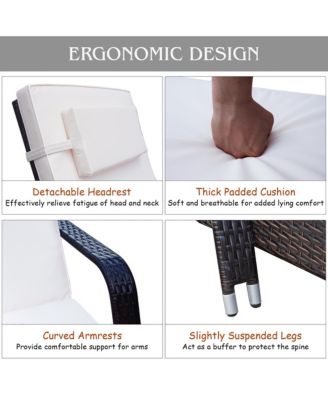 Outdoor Chaise Lounge Chair Recliner Cushioned Patio Furniture Adjustable Wheels