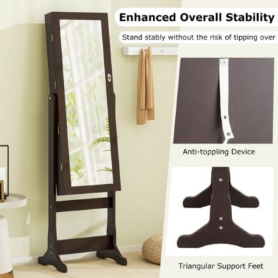 Mirrored Jewelry Cabinet Organizer Storage Stand w/LED Lights