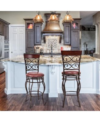 Set of 2 Vintage Bar Stools 30" Swivel Padded Seat Bistro