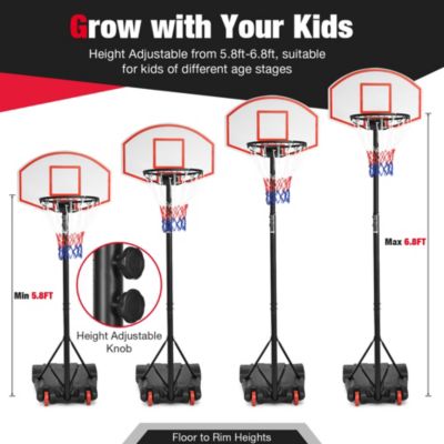 Adjustable Basketball Hoop System Stand Kid Indoor Outdoor Net Goal