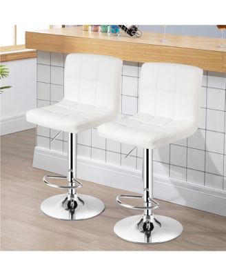 Set of 2 Bar Stools PU Leather Adjustable Barstool Swivel