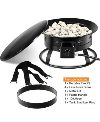 Portable Fire Pit Outdoor 58,000 BTU Propane Patio Lava Rocks Camping Events
