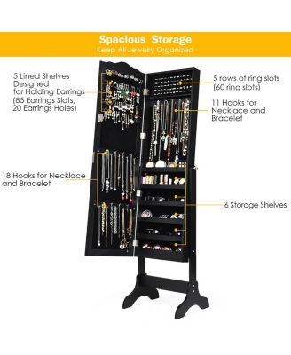 Mirrored Jewelry Cabinet Mirror Organizer Storage Box Stand