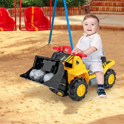 Kids Toddler Ride On Excavator Digger Truck Scooter w/ Sound & Seat Storage Toy