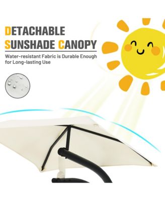 Patio Hanging Hammock Chaise Lounge Chair with Canopy Cushion