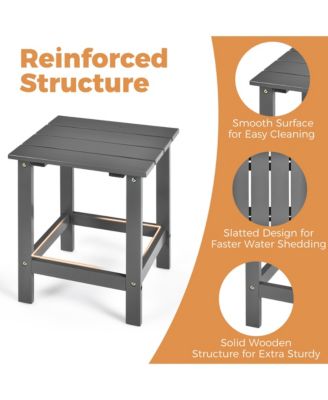 2PCS Patio Adirondack Chair Side Table Set Solid Wood Garden Deck