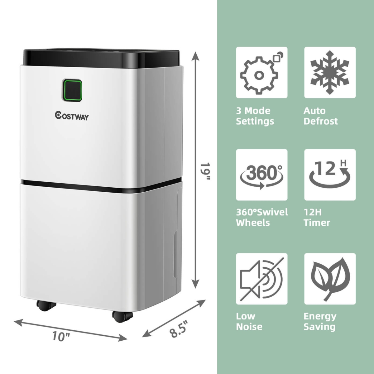 Costway 24 Pints 1500 Sq. Ft Dehumidifier For To Room w/ Indicator
