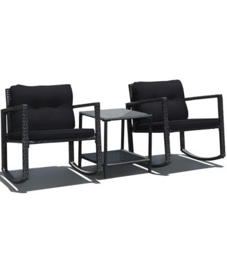 3PCS Patio Wicker Rattan Sofa Set Outdoor Sectional Conversation Set Garden Lawn