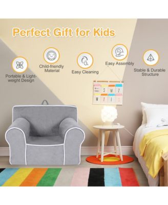 Kids Sofa Toddler Foam Filled Armchair Velvet Fabric Baby