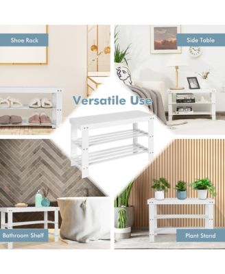Bamboo Shoe Rack Bench 3-Tier Storage Shelf Holder Home Entryway Hallway