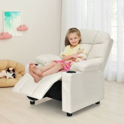 Kids Youth Recliner Chair PU Leather w/Cup Holders & Side Pockets