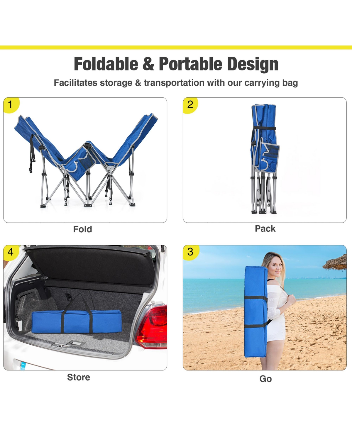 Costway Camping Cot Heavy-Duty Outdoor Cot Bed w/ Side Storage Pocket