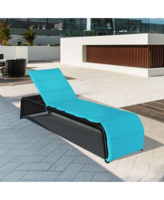 Patio Rattan Lounge Chair Chaise Recliner Back Adjustable Cushioned Garden