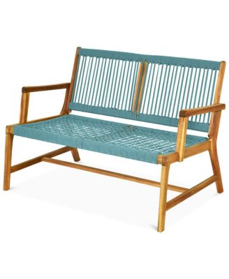 2-Person Patio Acacia Wood Bench Porch Garden Yard Deck
