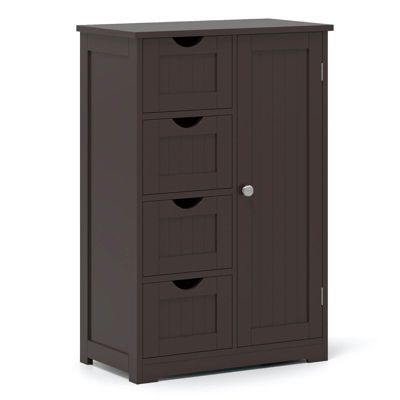 22''L x 12''W x 32''H. Wooden 4 Drawer Bathroom Cabinet Storage Cupboard 2 Shelves Free Standing