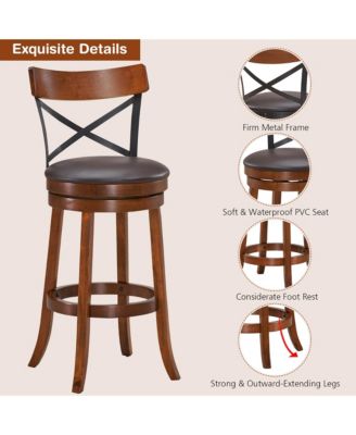 Set of 2 Bar Stools Swivel 29.5'' Dining Bar Chairs