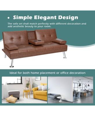 1 piece  Leather Convertible Folding Futon Sofa Bed