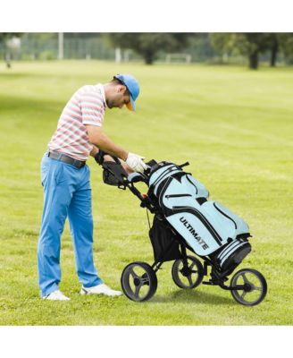 Folding 3 Wheels Golf Push Cart W/Seat Scoreboard Adjustable Handle