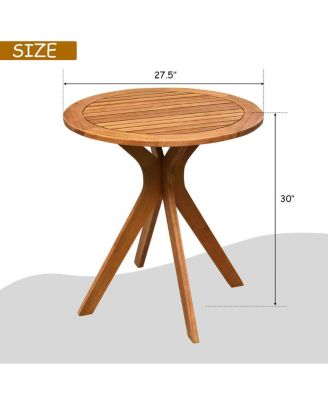 27 InchOutdoor Round Solid Wood Coffee Side Bistro Table