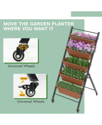 5-Tier Vertical Raised Garden Bed with Wheels and Container Boxes