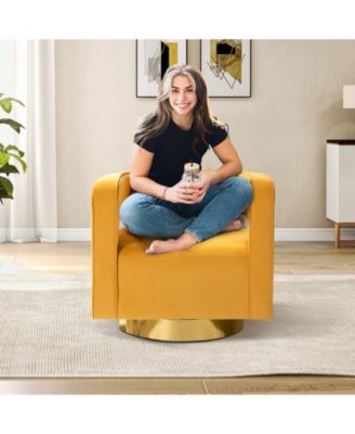 Carisa Contemporary Swivel 29.5" W Barrel Chair with Metal Base