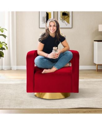 Carisa Contemporary Swivel 29.5" W Barrel Chair with Metal Base