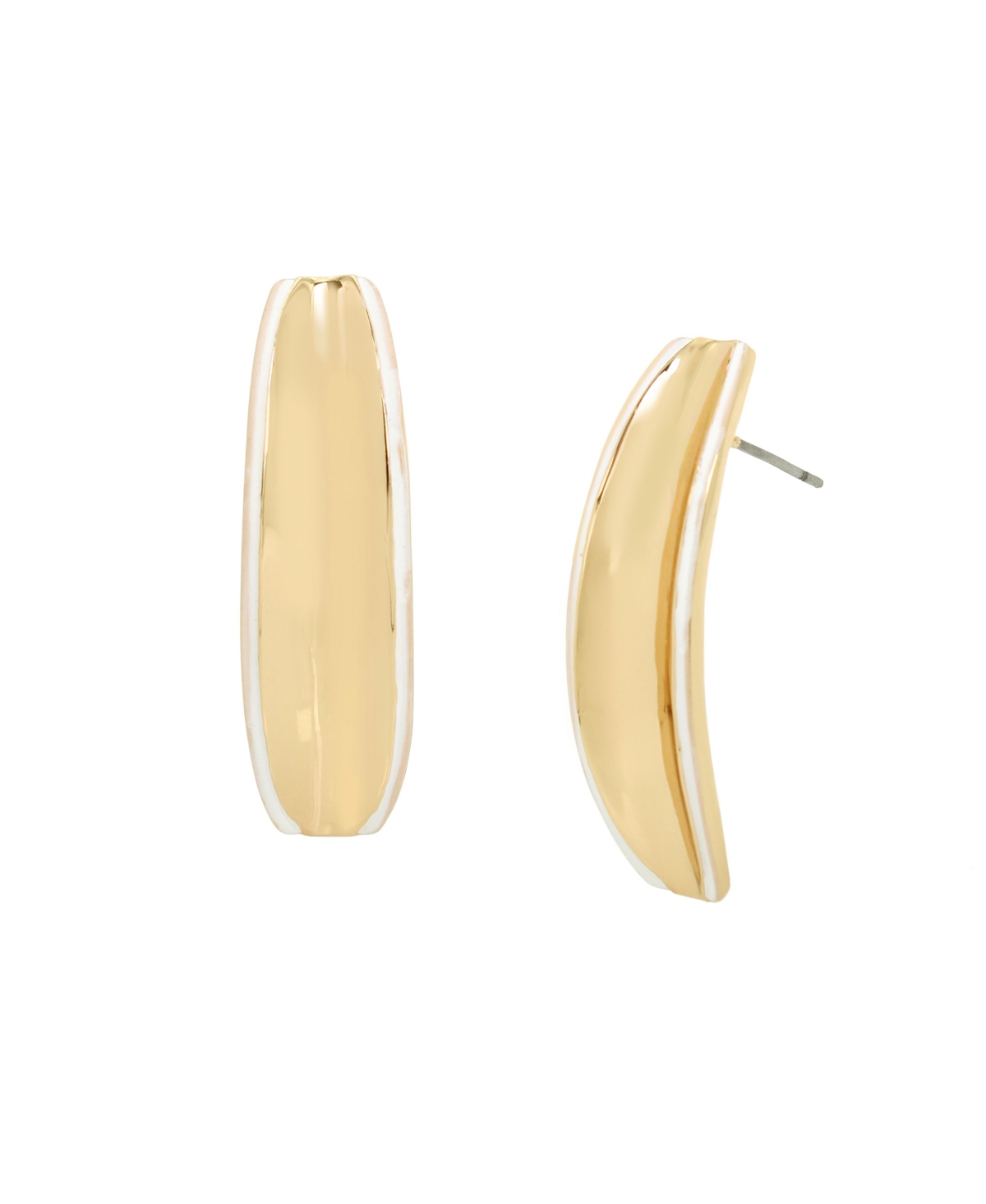 White Molten Patina Curved Stick Earrings - White/Gold