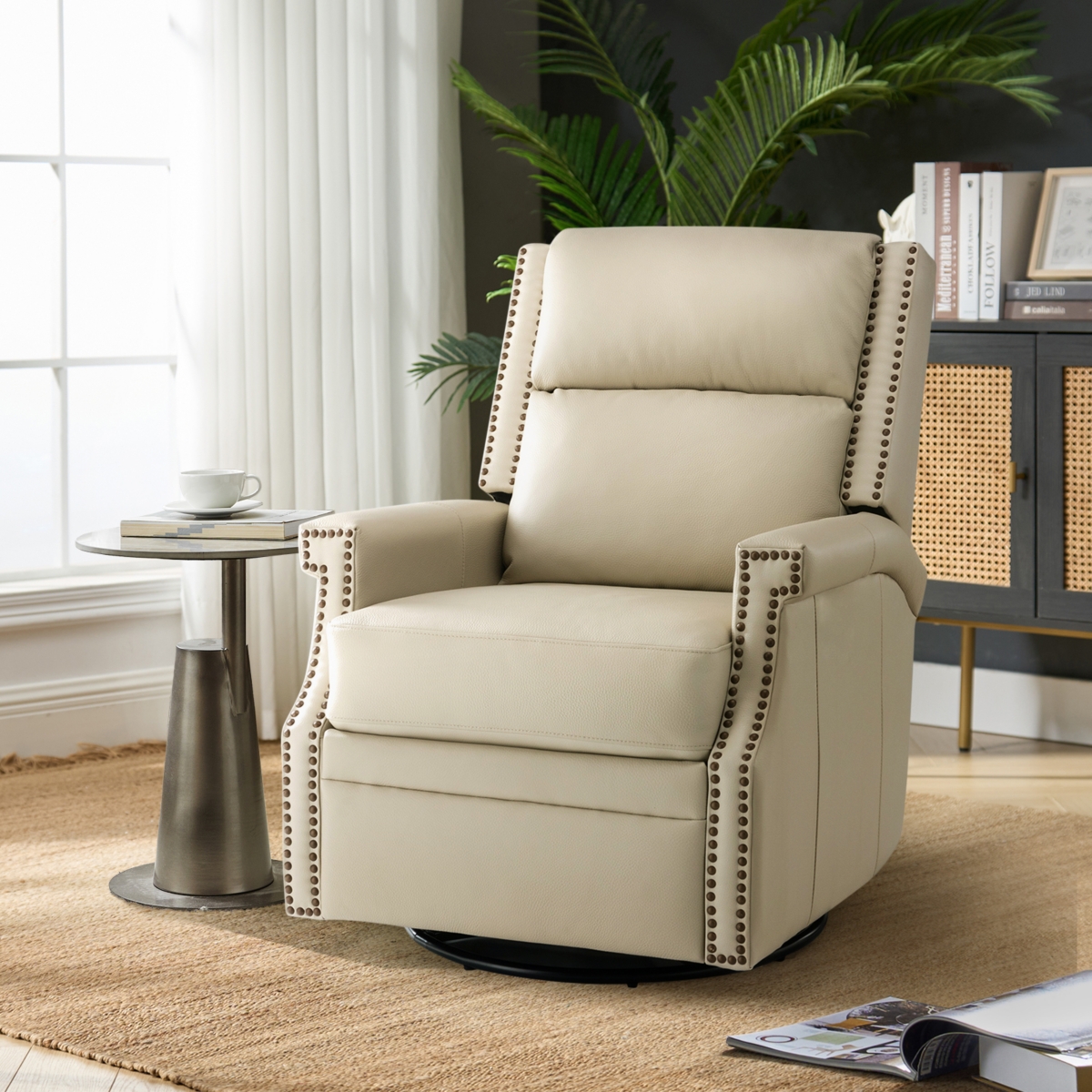 Anselm Transitional Recliner with Nailhead Trim