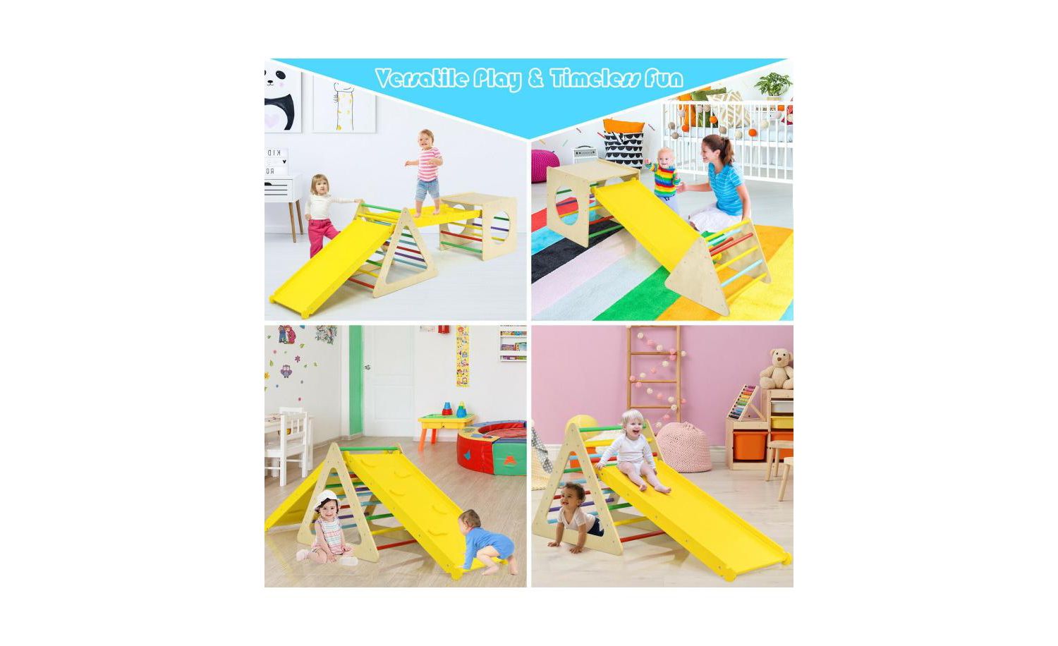 Toddler 5 in 1 Triangle Climber Play Gym Set with 2 Ramps