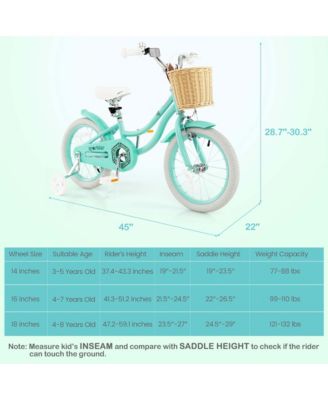 16" Kid s Bike with Training Wheels Adjustable Handlebar Seat Handbrake