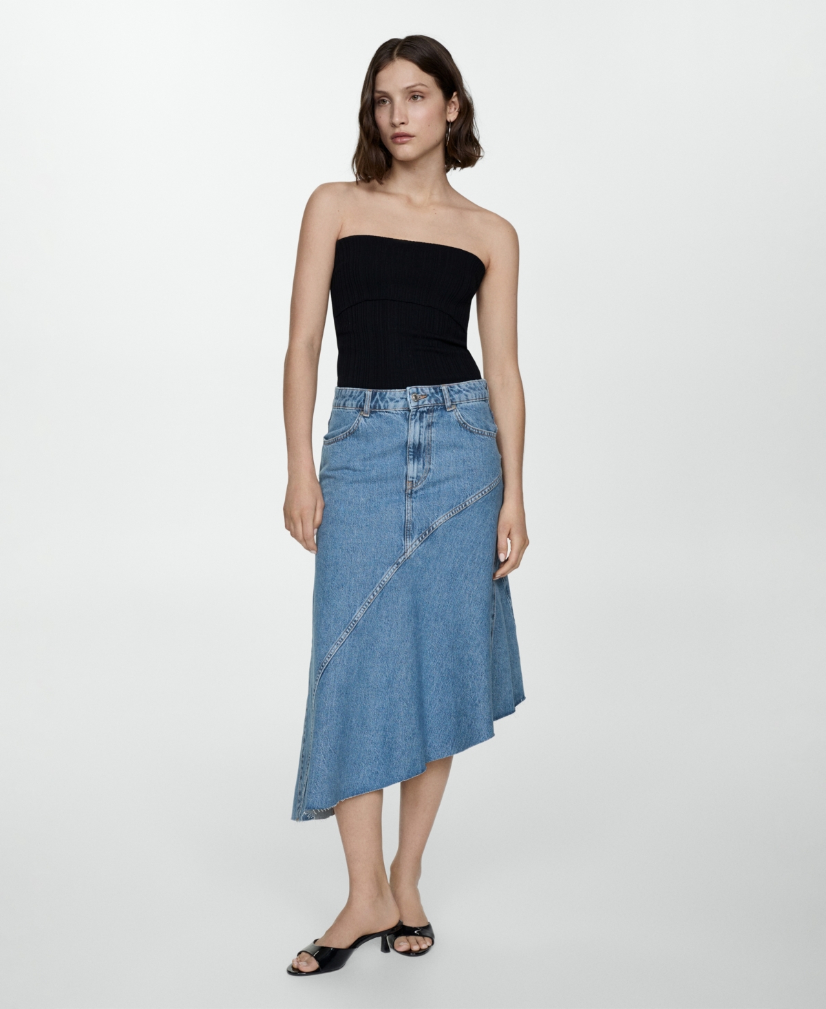 Mango Women's Asymmetrical Denim Skirt
