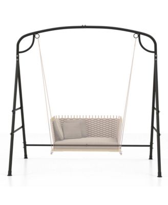 Patio Metal Swing Stand Heavy-Duty A-Shaped Swing Frame with Double Side Bars