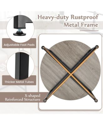 3 PCS Coffee Table Set Round Coffee Table and 2 PCS Square End Tables Metal Frame