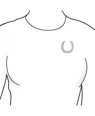 Large Western Fashion Statement Equestrian Cubic Zirconia Pave CZ Scarf Horseshoe Brooch Pin