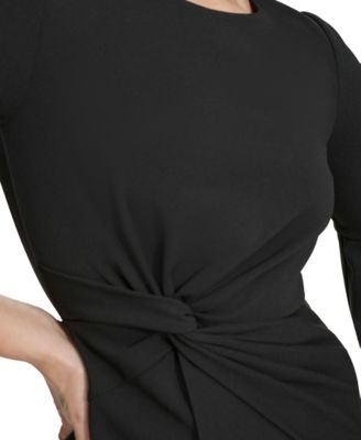 Women's Twist-Front Sheath Dress with Bell Sleeves