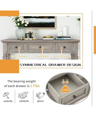 Retro Console Table with Drawers and Shelf