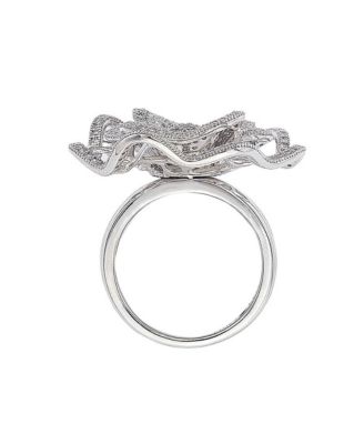 Suzy Levian Sterling Silver Cubic Zirconia Pave Flower Ring