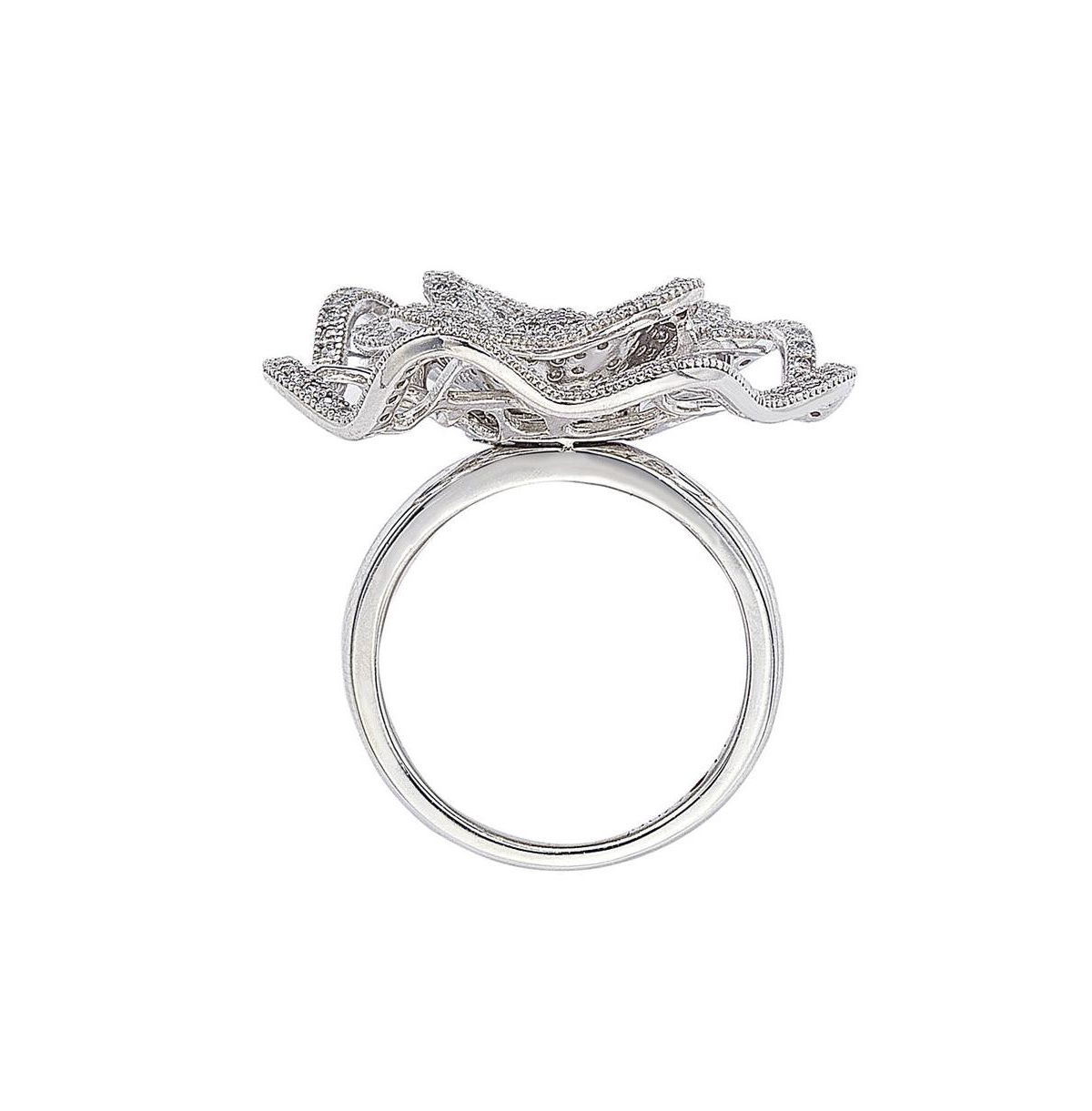 Suzy Levian New York Suzy Levian Sterling Silver Cubic Zirconia Micro Pave Flower Ring