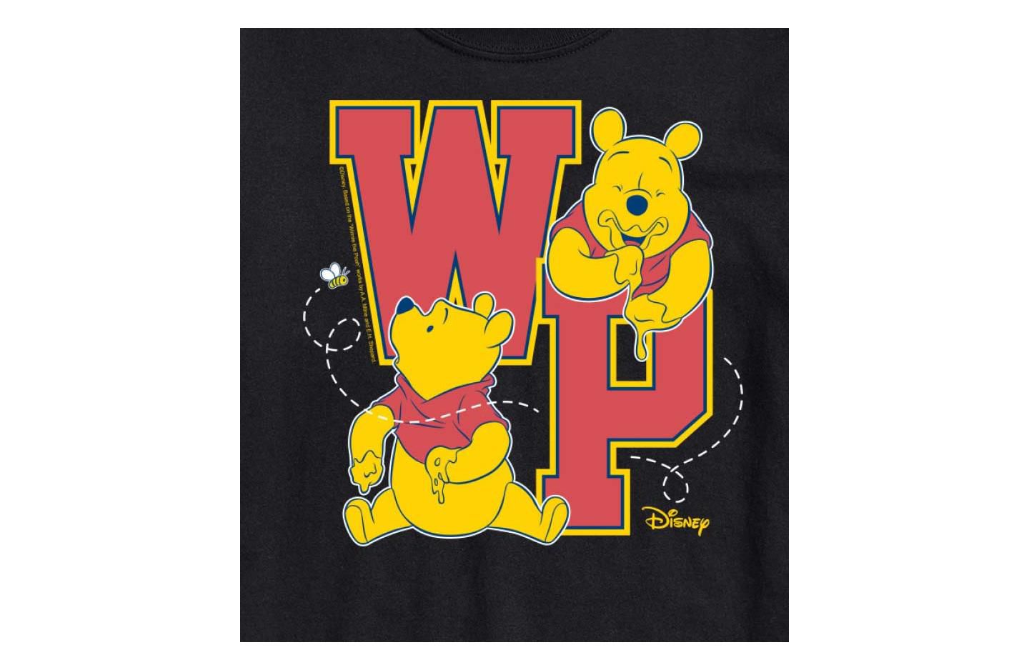 Мужская футболка AIRWAVES Hybrid Apparel Winnie the Pooh Collegiate Letters Short Sleeve, цвет: Чёрный — фото 3
