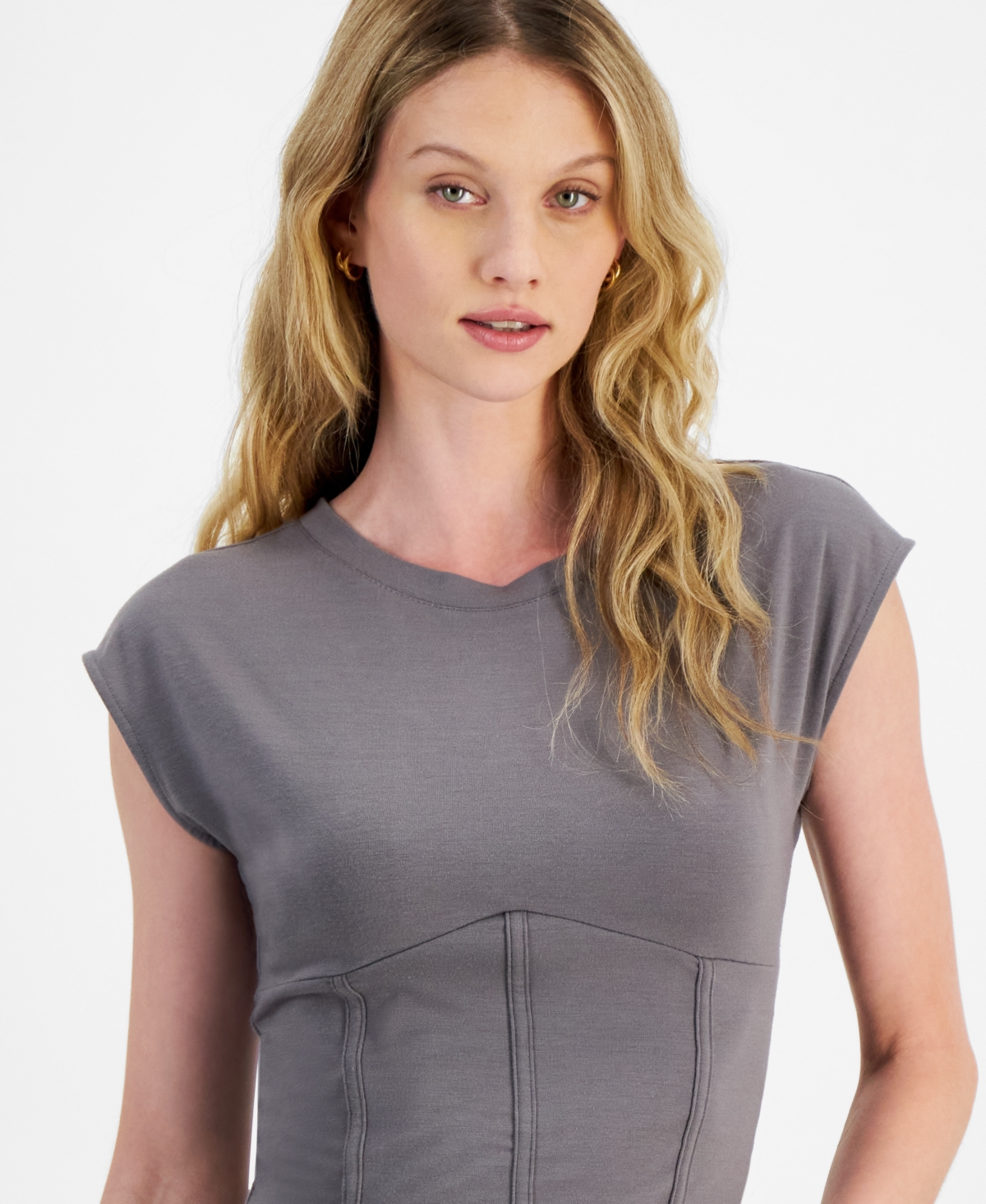 Madden Girl Juniors' Corset Drop-Shoulder Top