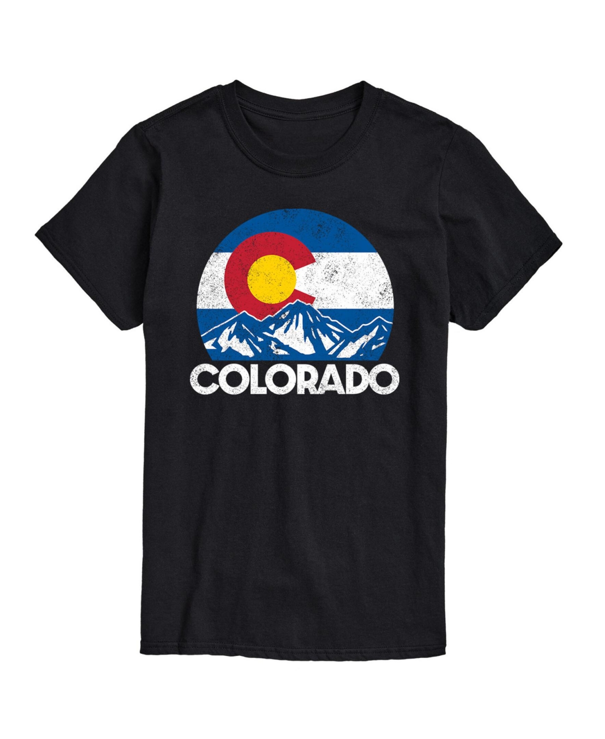Hybrid Apparel Retro Colorado Flag Mountains Mens Short Sleeve Tee - Black