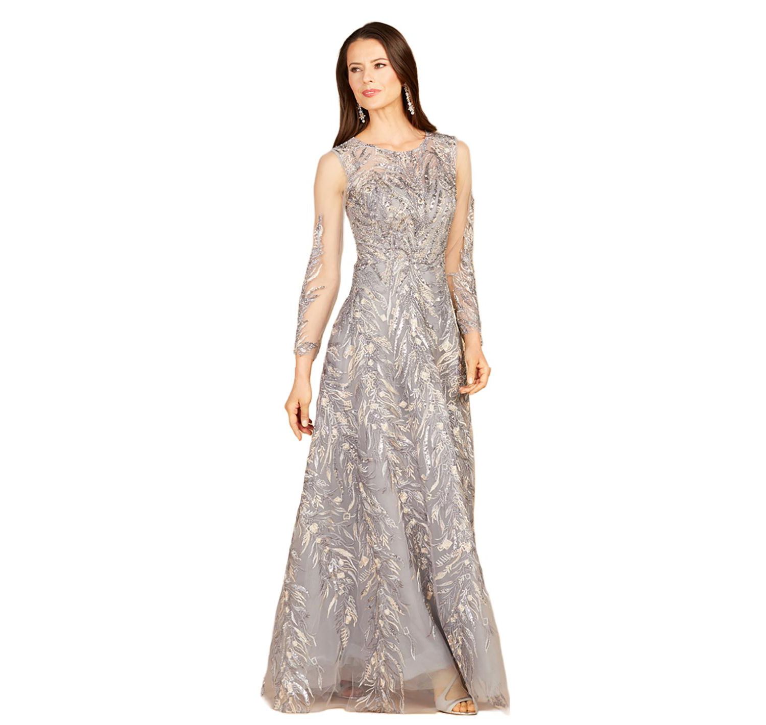 Women's High Neck, Long Sleeve Ball Gown