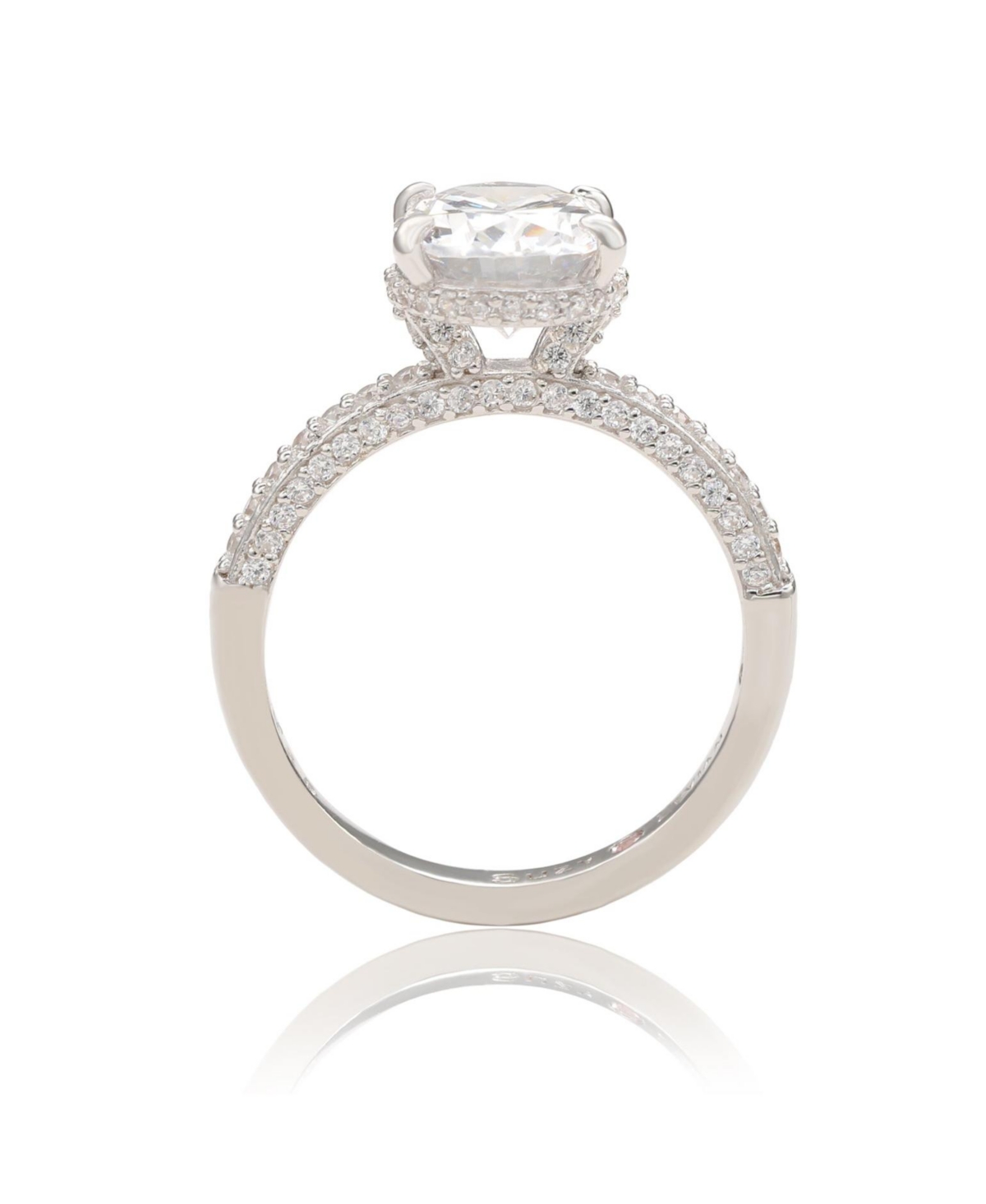 Suzy Levian New York Suzy Levian Sterling Silver Cubic Zirconia Oval Specialty Engagement Ring