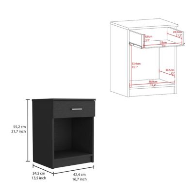 Streamdale Eco Nightstand, Superior Top, One Drawer, Lower Shelf