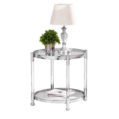 Contemporary Acrylic End Table with Glass Top