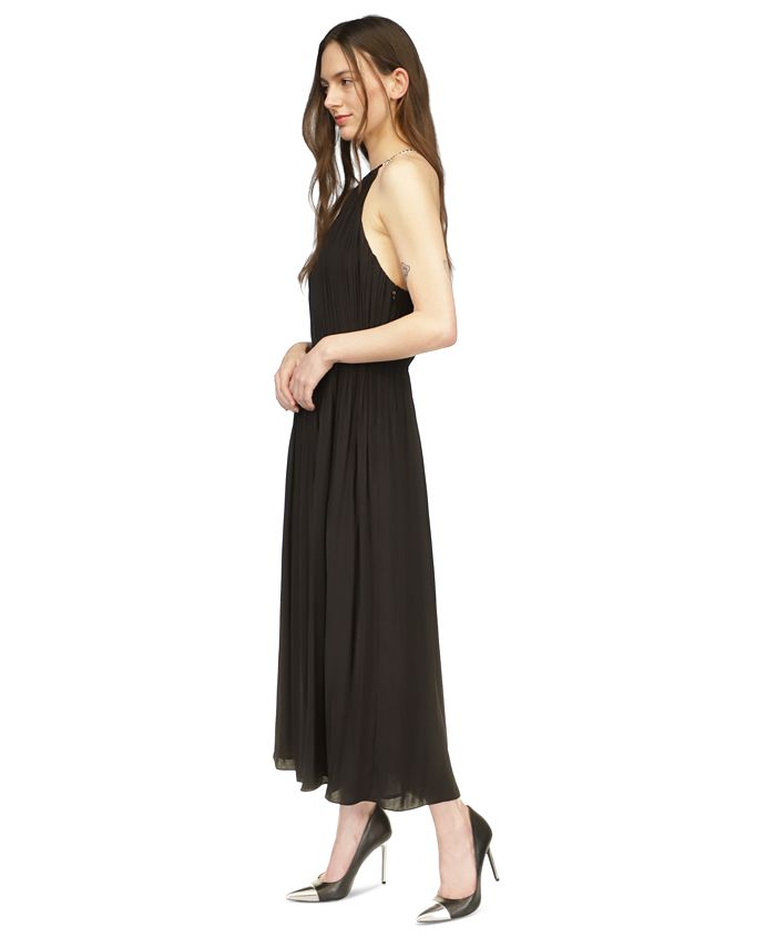 Michael Kors Women's Chain-Strap Satin Pleated Maxi Dress - Macy's